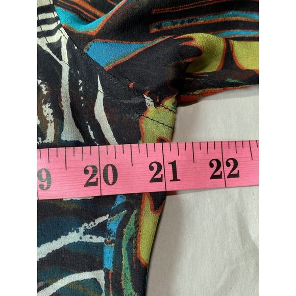 Retro CHICO'S Womens 1 (M) 100% Silk Artsy Semi-Sheer Career High Collar Blouse - Picture 8 of 10